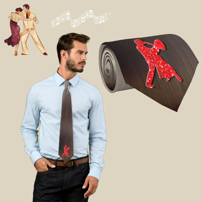 Red Dancers Silhouettes ( faux glitter ) Neck Tie