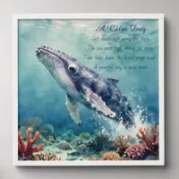 Oceanic Blue Whale Watercolor Coastal Art Peel And Stick Photo Tile