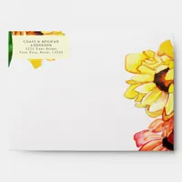 Red and Yellow Floral Envelope