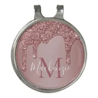 Luxury Rose Gold Dripping Glitter Monogram Golf Hat Clip