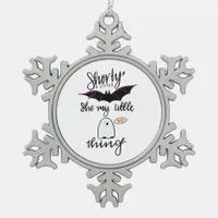 Shorty Batty Funny Retro Snowflake Pewter Christmas Ornament