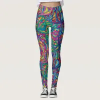 Dynamic Urban Waves Abstract Pattern Leggings