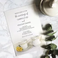 Tea Cup with Yellow Daisies Wedding Invitation