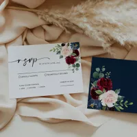 Boho Burgundy Wedding Reply Card