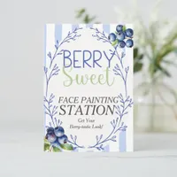 Berry Sweet Face Paint Station Blueberry  Sign  Invitation