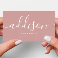 Modern Girly Dusty Pink Minimalist Calligraphy Business Card