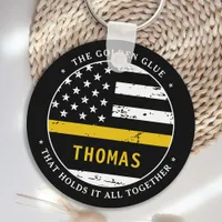 Thin Gold Line Personalized 911 Dispatcher Keychain
