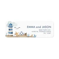 Navy Nautical Return Address Label