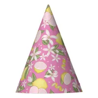 Pink Lemonade Lemon Floral Birthday Party Hat
