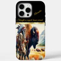 Warrior with bison.  iPhone 16 pro max case