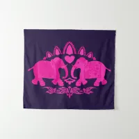 Elephant Ethnic Print Pink Blue Tapestry