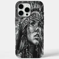 Indian girl’s warrior spirit with feathers iPhone 16 pro max case