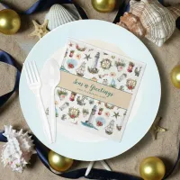 Nautical Christmas Seas n Greetings Personalized Napkins