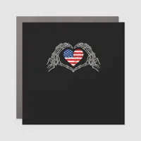 Skeleton Hand Heart 4th Of American Flag Patriotic Car Magnet