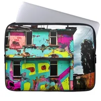 Pink and Teal Graffiti Art | Abandoned House Laptop Sleeve