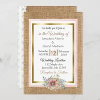 Rustic Lace and Burlap Wedding Invitation