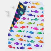 Rainbow fish in ocean cute colorful pattern baby blanket