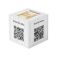 Welcome business logo QR codes wood info table Cube