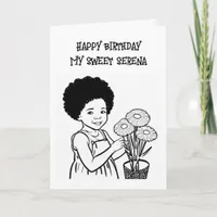Coloring Page | Personalized Girl's Birthday Card