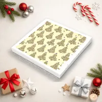 Gold Cream Typographic Christmas Tree Pattern Napkins
