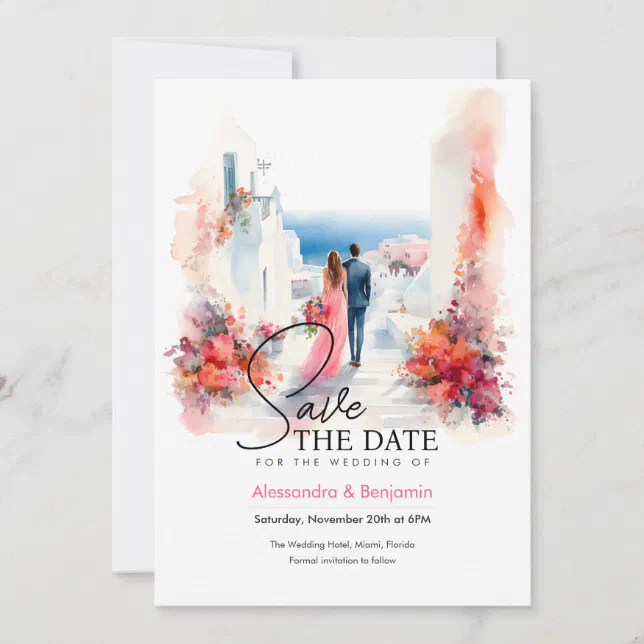 Couple at Wedding | Greek Theme | Save The Date Invitation