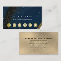Navy Blue and Gold Agate Loyalty Card