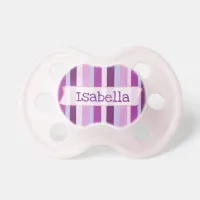 Personalized Purple Stripes Baby Girl Pacifier