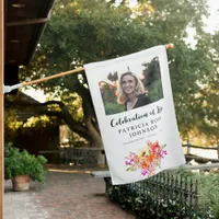 Celebration of Life Memorial Floral Photo House Flag