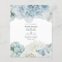 Blue Peonies Wedding Invitation Flyer