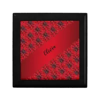 Blood red dahlias in gothic style gift box