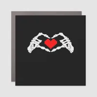 Skeleton Heart And Hands Meme Car Magnet