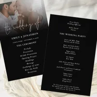 PAPER | Script Photo Overlay Wedding Program Black