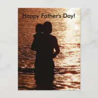 Silhouette of Father and Child Postcard