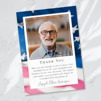 Patriotic US Flag Photo Keepsake Funeral Memorial Thank You Card