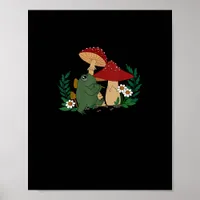 Cute Frog Playing Flute Cottagecore  Goblincore Ae Poster