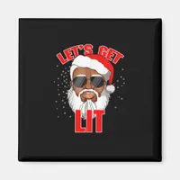 Let's Get Lit Drinking Santa Hat Christmas Lights  Magnet
