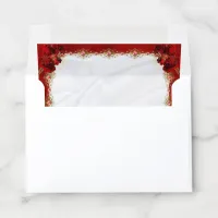 Red Gold White Elegant Floral Wedding Envelope Liner