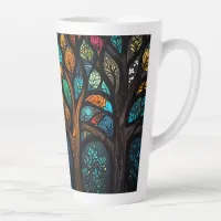 Colorful Mosaic Stained Glass Tree effect design Latte Mug