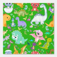 Cute Dinosaur Pattern on Green | Wallpaper