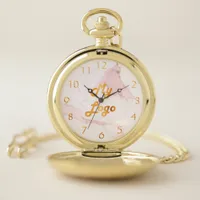 Blush pink marble elegant classic business logo  pocket watch