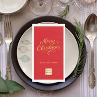 Christmas red gold business logo paper guest towels