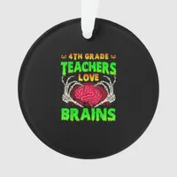 4th Grade Teacher Skeleton Heart Hands Halloween L Ornament