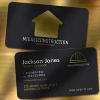 Minimal Modern Black + Gold Construction Hard Hat Business Card