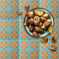 Ochre Brown and Turquoise Ethnic Bohemian Pattern Ceramic Tile