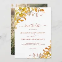 Autumn Greenery Wedding Photo Save the Date