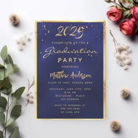 Graduation party navy blue gold 2025 invitation