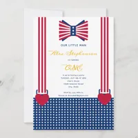 Red White Blue Stripes 4th July Baby 1st Birthday Invitation