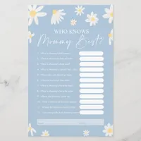  Who Knows Mommy Best Game, Baby Shower Card