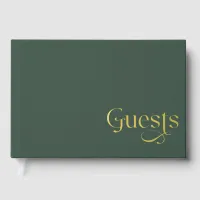 Elegant Modern Emerald and Gold Wedding Foil Guest Book