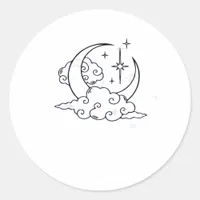 Whimsigoth Clouds Moon Witchy Classic Classic Round Sticker